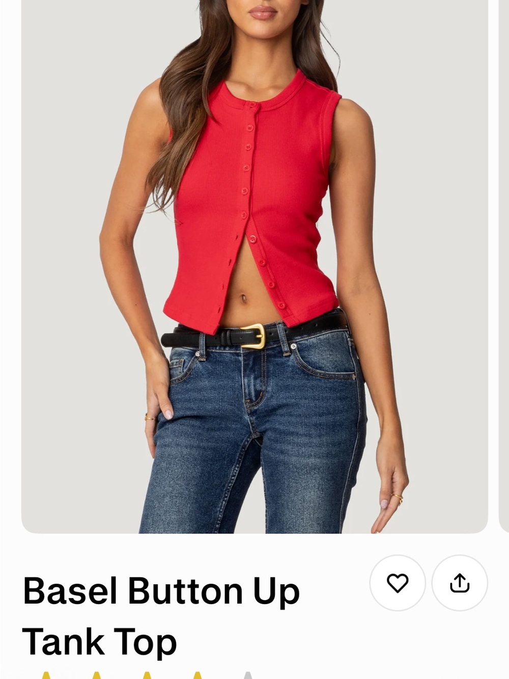 Edikted Red Basel Button-Up Tank Top